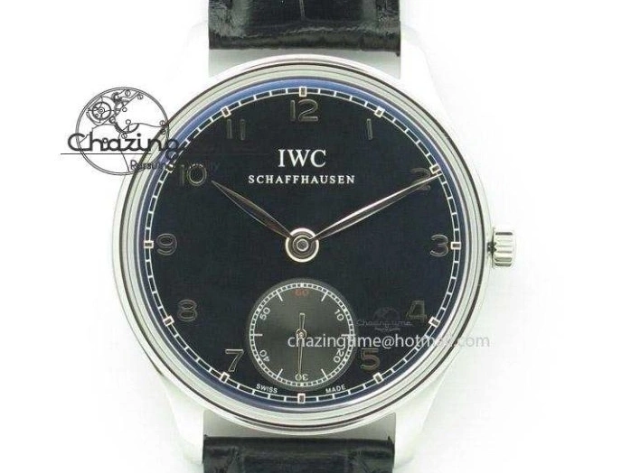 MIROTIME 0116 Portuguese Tourbillon IW5046 RG ZF Best Edition Gray Dial on Black Leather Strap SmoothTexture 7142